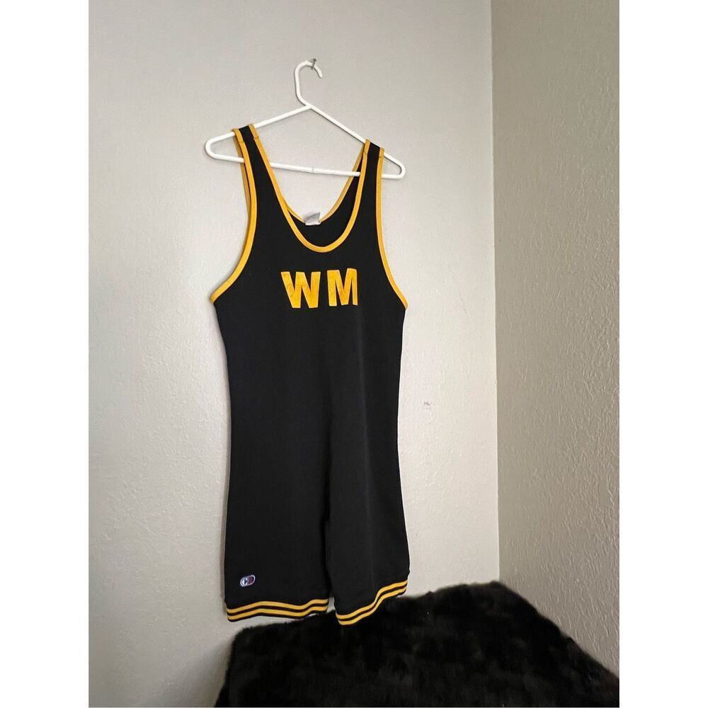 Cliff Keen Westling Singlet L Black Yellow Spandex Blend
